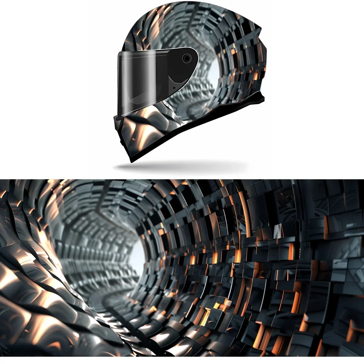 

Абстрактная 3D туннельная наклейка на полный шлем, мотоциклетный шлем, гоночная графическая наклейка, виниловая пленка, декор для шлема, наклейка