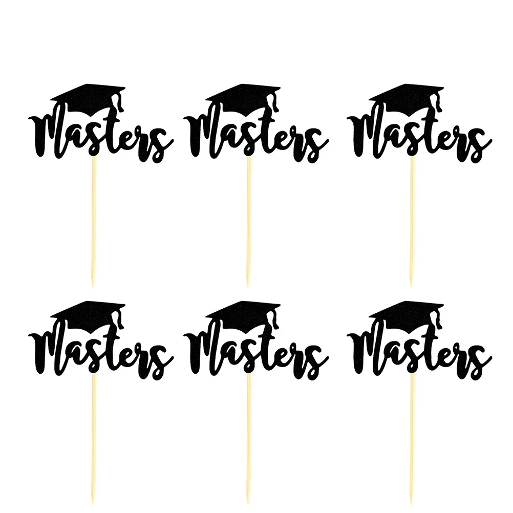 12pcs Masters Doctoral Hat Shaped Cake Toppers Paper Cake Picks Cupcake Decor Party Supplies for Graduation Day