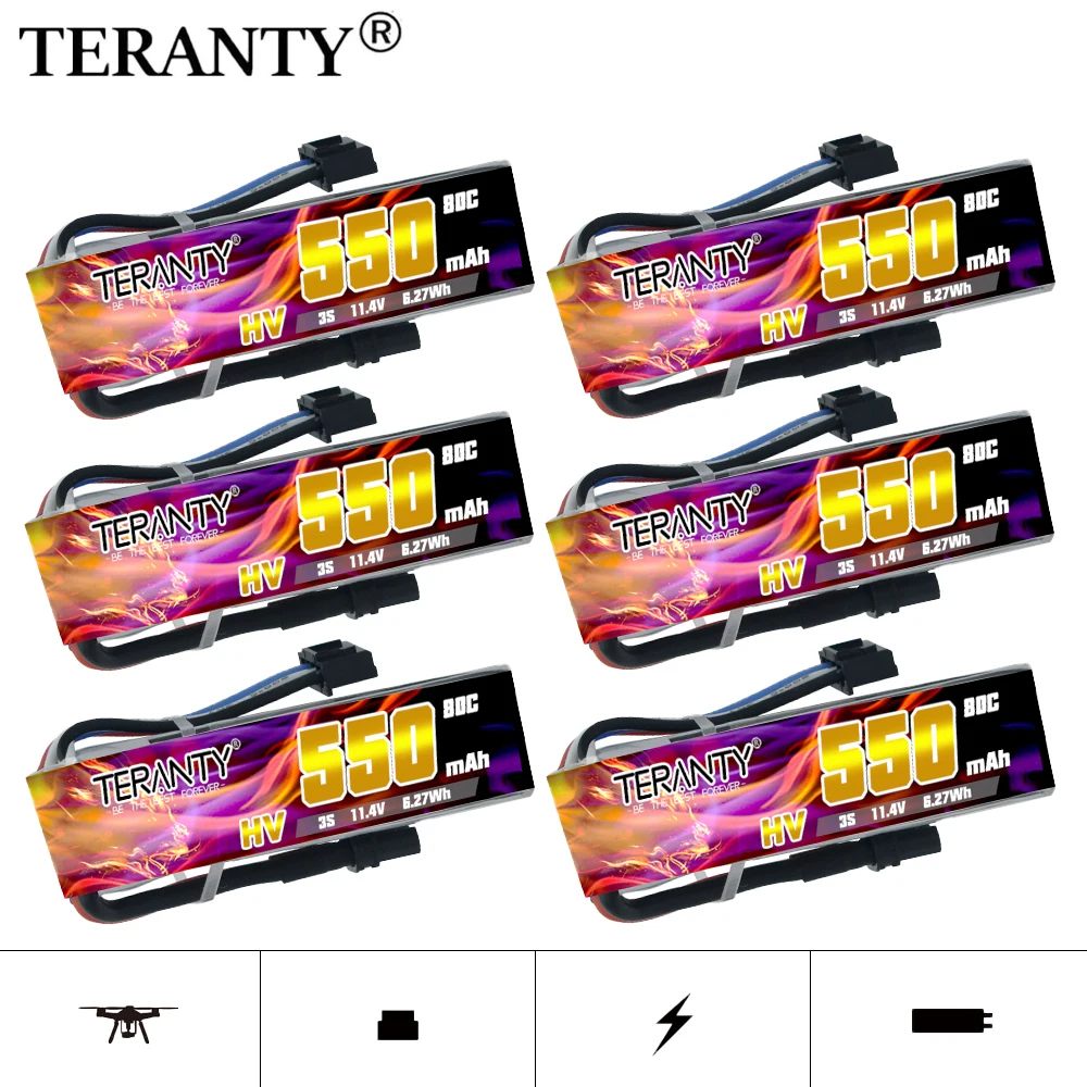 TREANTY 550mAh 3S 11.4V 80C/160C Indoor Traversing Machine Aircraft Model Drone FPV Toy High magnification Lipo Battery HV