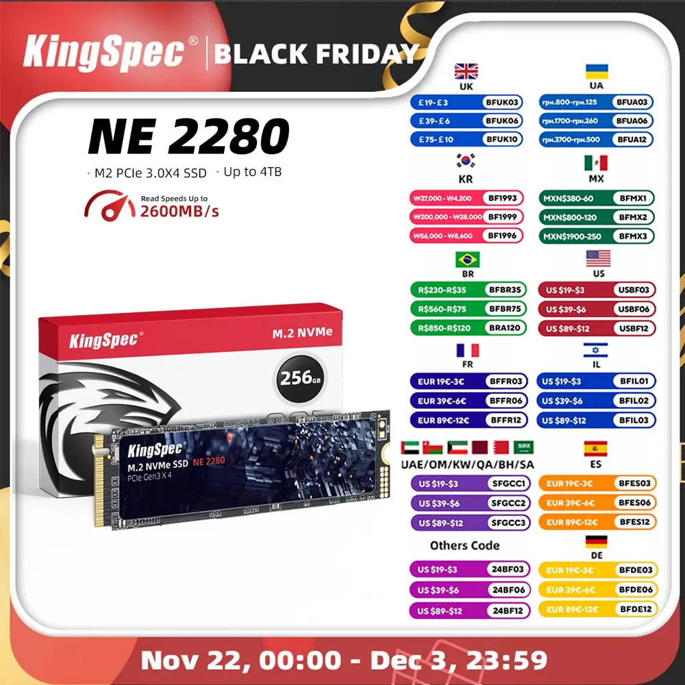 KingSpec M2 SSD NVMe 256GB 512GB 1TB 128GB M.2 NMVe 2280 PCIe 3.0 Hard Disk Internal Solid State Drive for Laptop Desktop