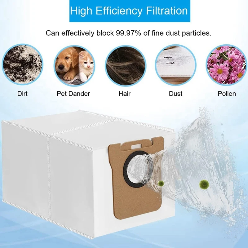 أكياس غبار لـ Dreame ، L10S Ultra ، L10 Ultra ، Xiaomi X10 + ، مكنسة كهربائية روبوت ، 2.5 لتر ، أجزاء ذات سعة كبيرة ، ملحقات ، 8 way