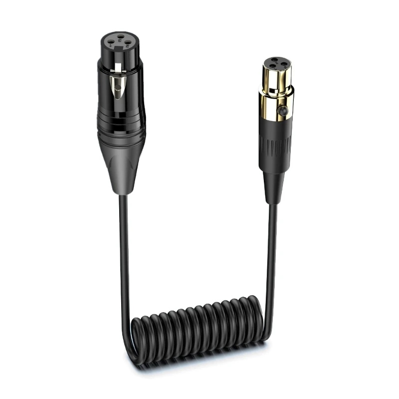 Coiled Mini 3Pin to 3Pin Microphones Cable for Amplifiers Auditory Mixer Cameras