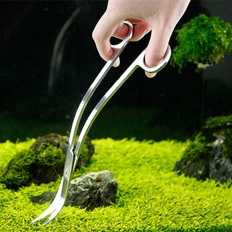 VIV ADA Quality Aquarium Aquatic Stainless Spring Steel Plant Scissors Straight Curved Wave Shape Cleaning Maintenance Tool