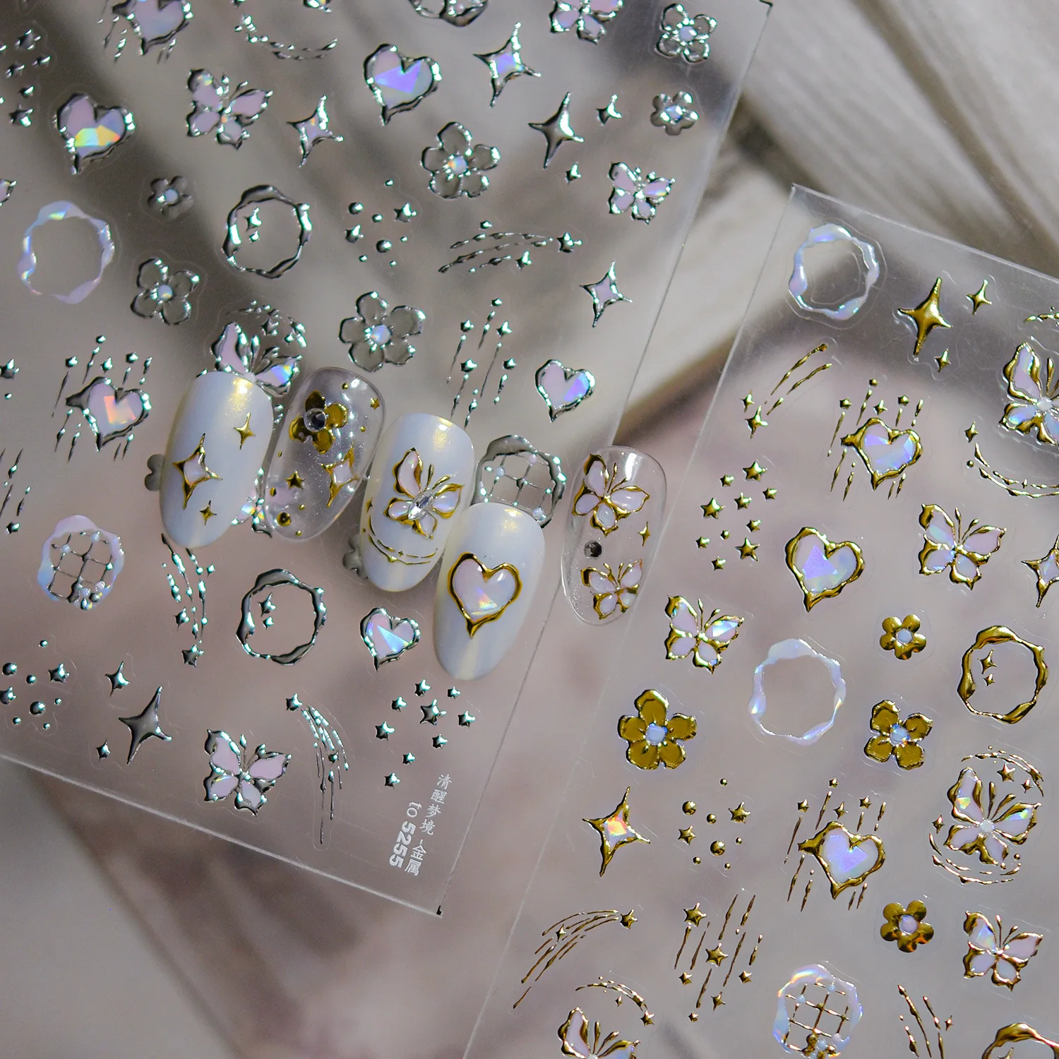 Metalen Bloem Vlinder Liefde Hart Ster Hond Strik Cloud Apple Punk Rock Onregelmatige Klok Blok Maan Y2K Nail Art Stickers Decals