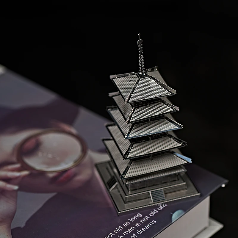 Chinese ancient style iron sheet building blocks 3D stereoscopic jigsaw puzzle metal architecture assembly model precision mecha