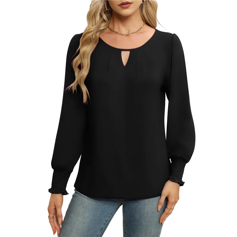 FX-Womens Long Sleeve Tops Business Casual Blouses Dressy Work Office Summer Flowy Shirt 2025 Trendy Outfits