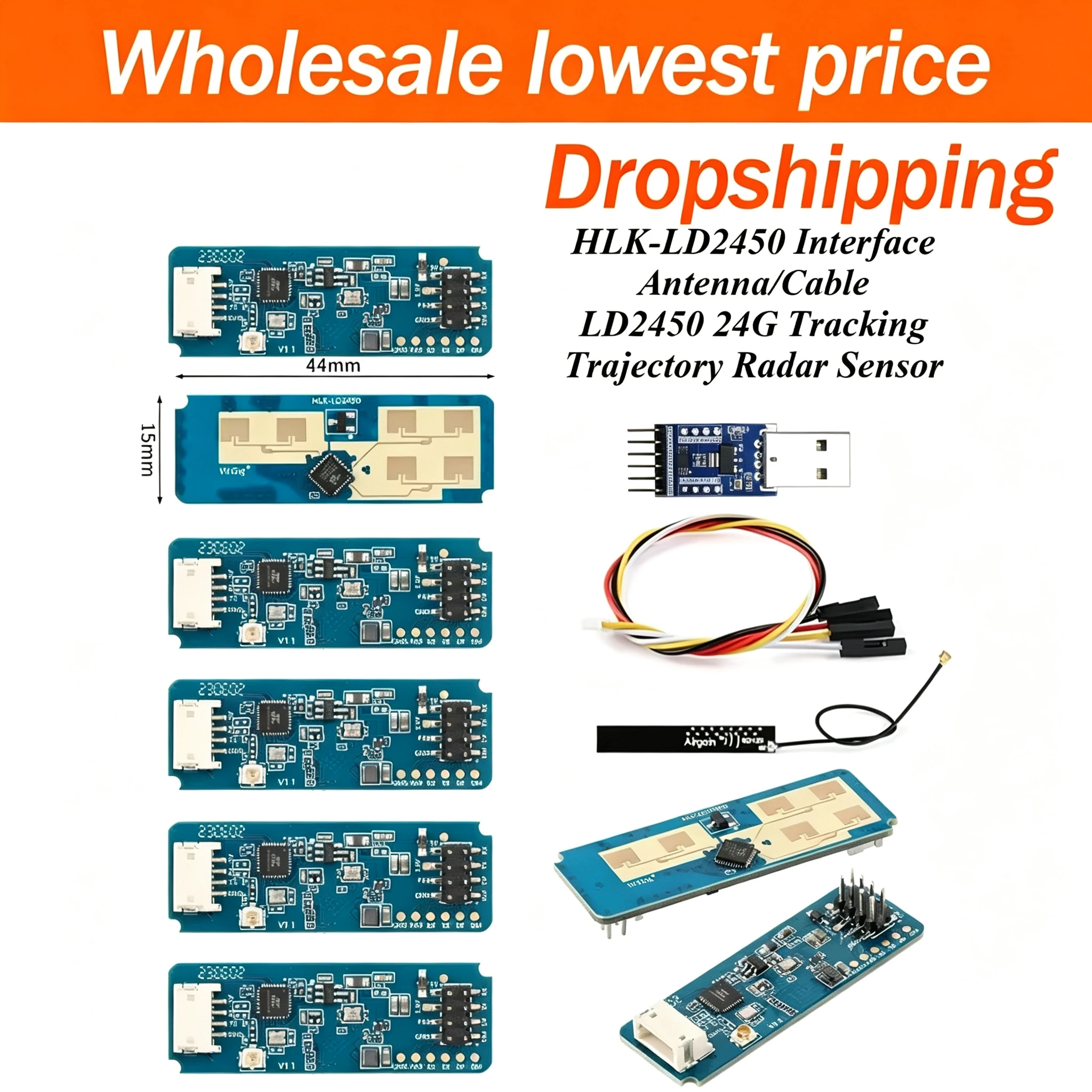 1-10Pcs LD2450 24G Millimeter Wave Human Motion Trajectory Tracking Radar Sensor Module HLK-LD2450 8M Detection Range Smart Home