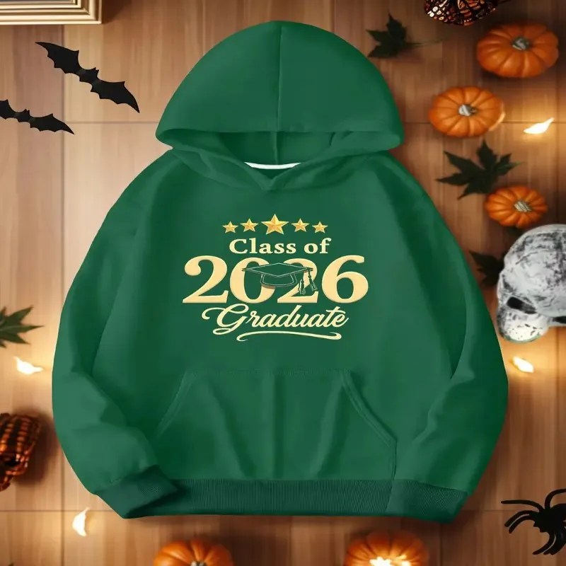 Inverno outono moletom plus size roupas femininas oversize graduado classe 2026 texto dourado moda respirável elegante