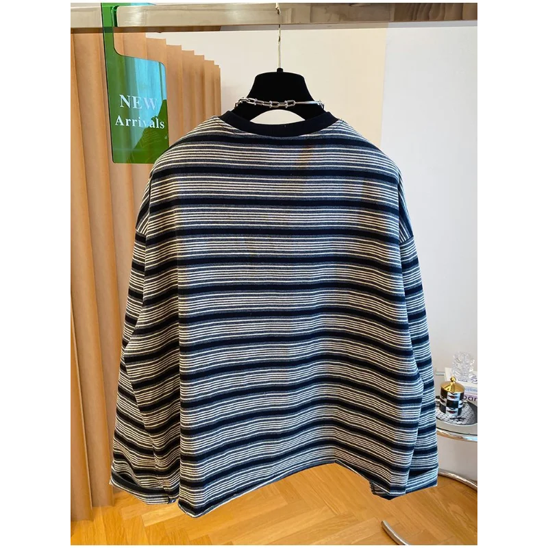 الرجعية مقنعين البلوز المرأة طويلة الأكمام جديد فضفاض البلوز جولة الرقبة أعلى كبير الخريف