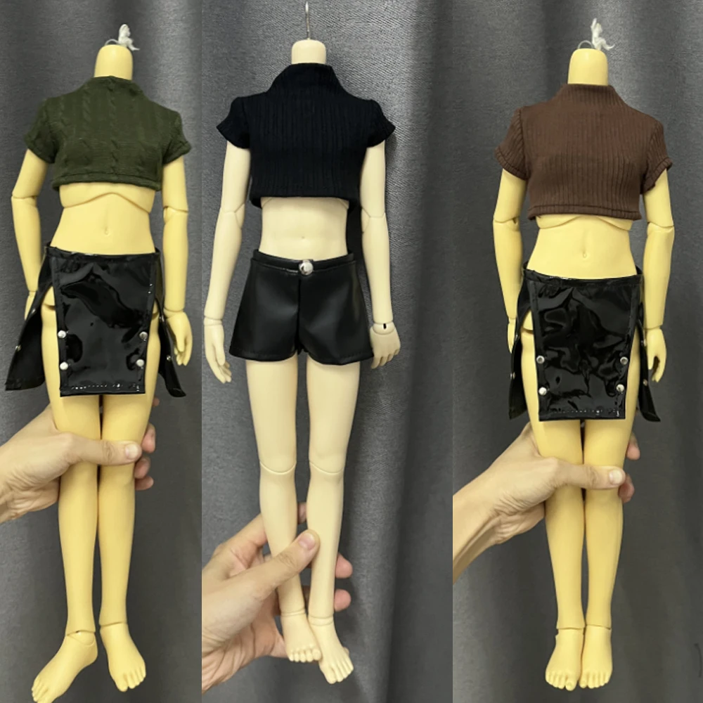 D09-P770 crianças brinquedo artesanal 1/3 SD10 1/4 MSD MDD CD2 BJD/SD roupas de boneca de malha mangas curtas calças de couro 1 peça