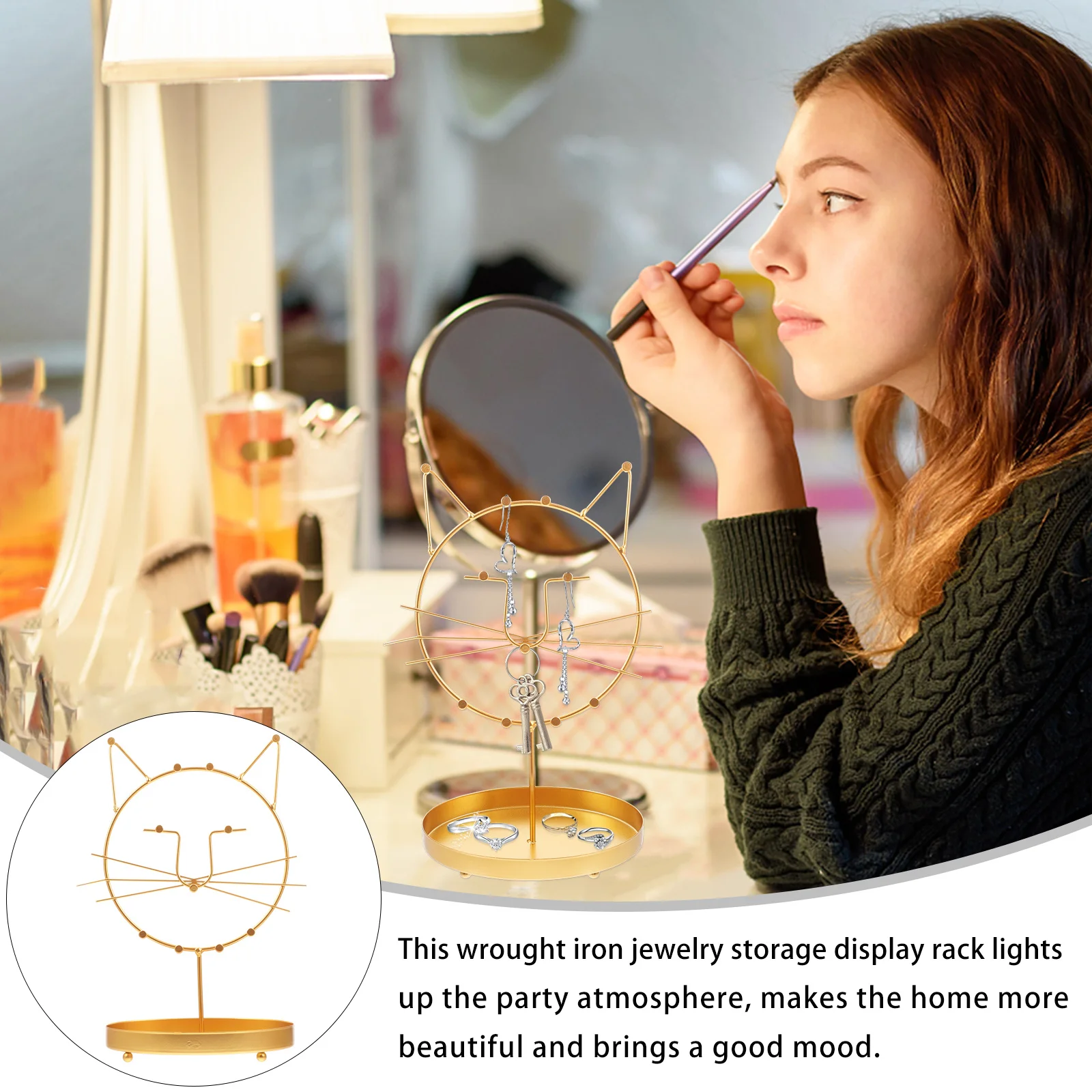 

1Pcs Cat Shape Jewelry Rack Jewelry Organizer Lady Display Shelf for Necklace Earring Bracelet Storage Cat Shape Display Rack