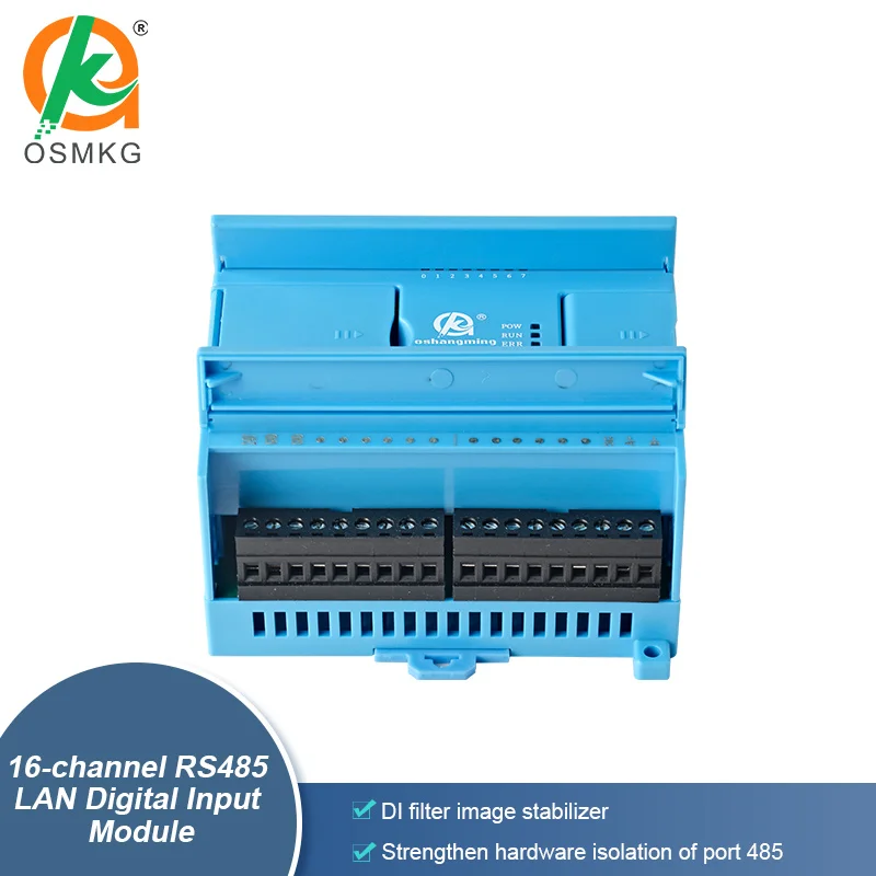 Oshangming 16 Channel RS485 Lan Digital Input Module Data Acquisition 24VDC Modbus Rtu TCP for Sensor