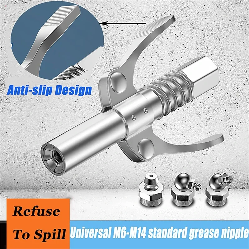 NPTI/8 10000PSI Grease Coupler Heavy-Duty Quick Release oil Grease Gun Coupler Two Press Easy To Push Grease Gun Oil Pump