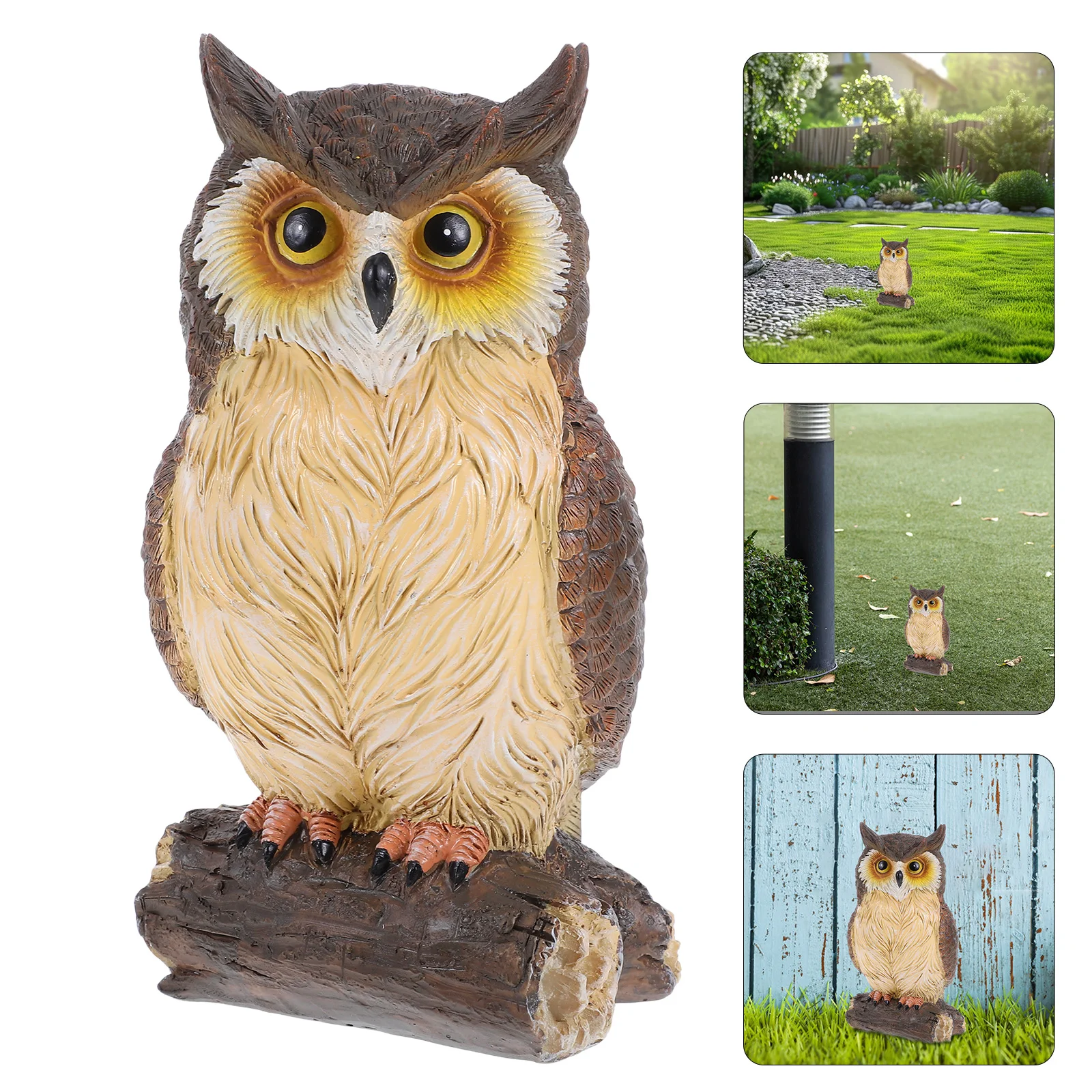 Owl Statue Small Figurine Standing Home Decoration Fake for Garden Ornament Tabletop Sculpture