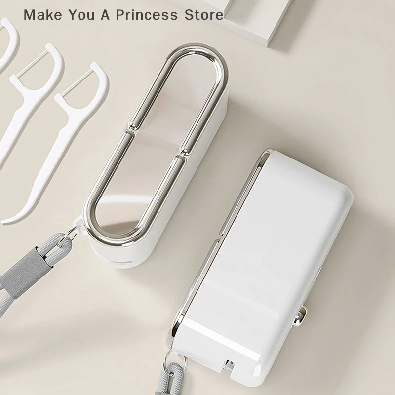 Floss Dispenser Automatic Ejectable Floss Organiser Oral Care Press-on Disposable Flossing Sticks Refillable Storage Box