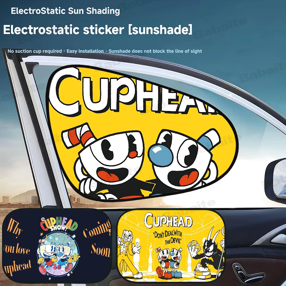 

Популярная видеоигра C-Cuphead-D солнцезащитный козырек на лобовое стекло для автомобиля, внедорожника, грузовика, солнцезащитный козырек на переднее окно, аксессуар, козырек