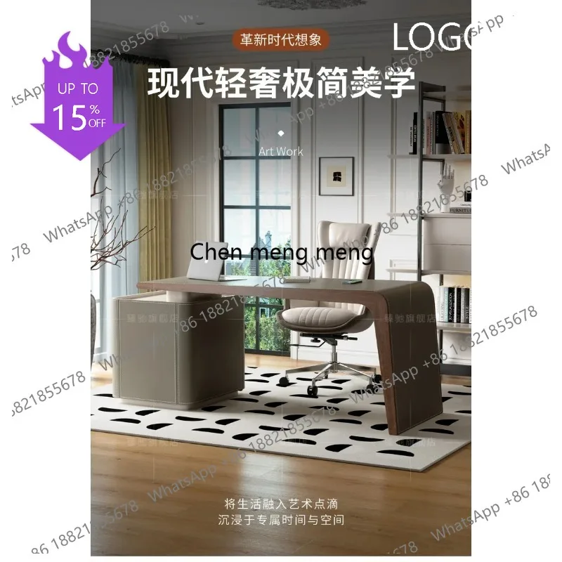 

Письменный стол M183 из массива дерева, роскошный, современный, для дома и кабинета, дизайнерский, в итальянском минималистичном стиле, с отделкой из кожи, компьютерный стол, мебель