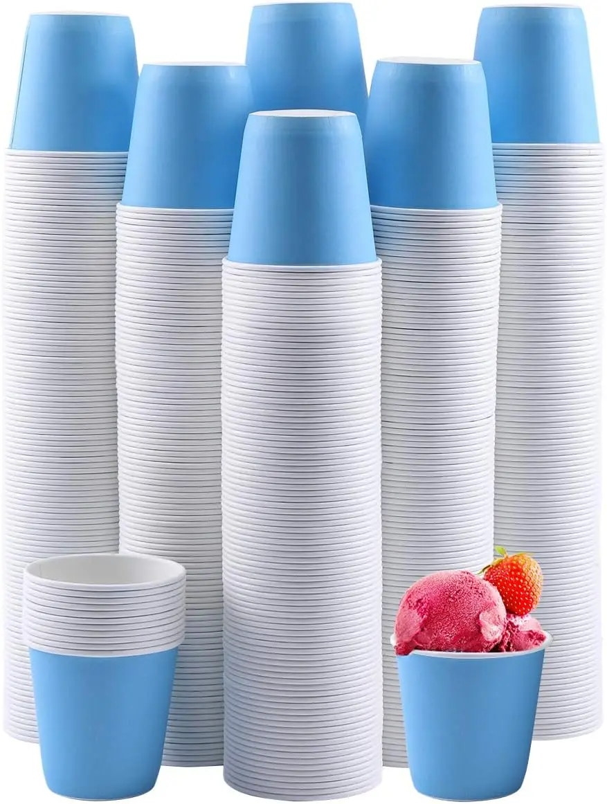 

600 Pack 3 oz Disposable Paper Cups,Hot/Cold Beverage Drinking Cup,Small Blue Paper Cups for Bathroom and Mouthwash