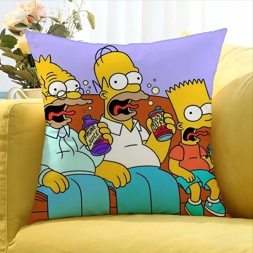 The S-Simpsons ANIME Various Sizes Square Pillow Case For Car Home Bedchamber Decor