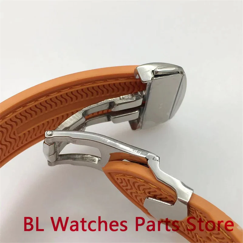 BL 41mm Watch Case Orange Rubber Strap Ceramic Bezel Fit NH34 NH35A Miyota 8215 Automatic Movement Sapphire Glass Waterproof