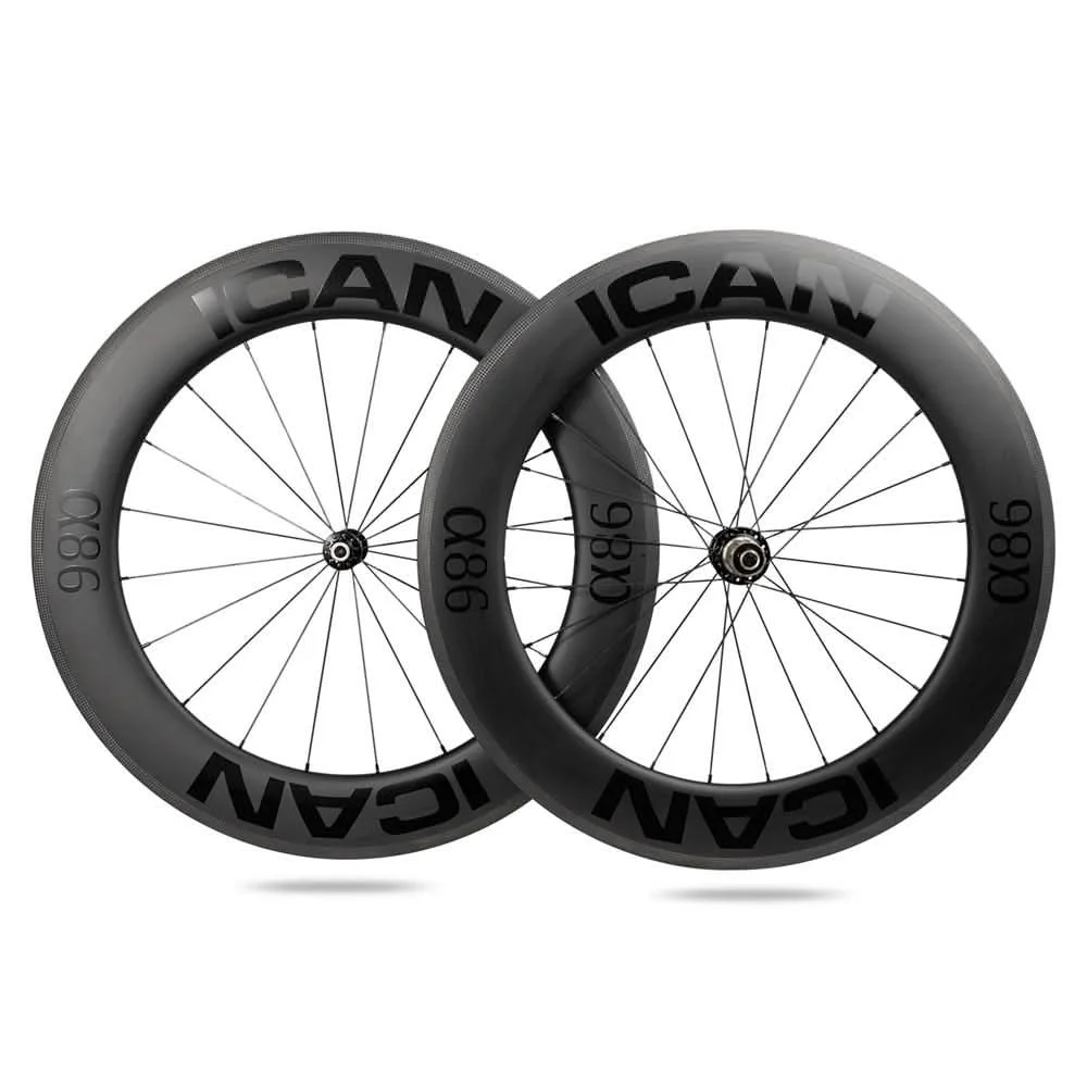 ICAN 700c Carbon Baanfiets Wiel 86mm Clincher Single Speed Wielen 20/24 Gaten Breedte Externe 25mm 18.35mmFixed Gear Wielset