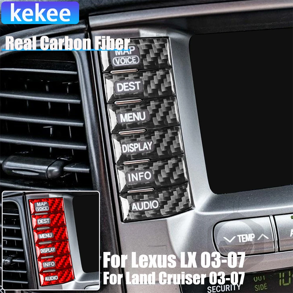 

Real Carbon Fiber Car Accessories Center Console Button Trim Cover Soft Sticker For Lexus LX For Toyota Land Cruiser 2003-2007