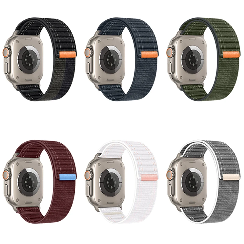 Nylon Loop Band for Apple Watch Band 49mm 46mm 42mm 44mm 45mm 41mm 40mm Sports Strap for iWatch Series Ultra 2/10/9/8/7/6/5/4/3