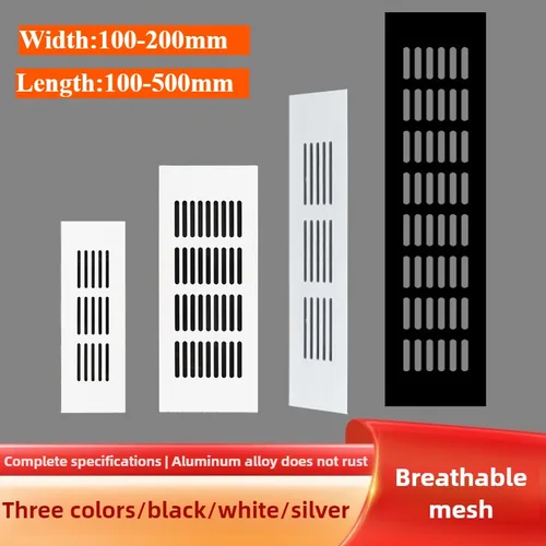 Imagen 1 del producto Parrillas de ventilación de 100/150/200mm de ancho, malla transpirable de aleación de aluminio, longitud de 100-500mm, Hardware de cubierta de orificio de malla de ventilación de gabinete