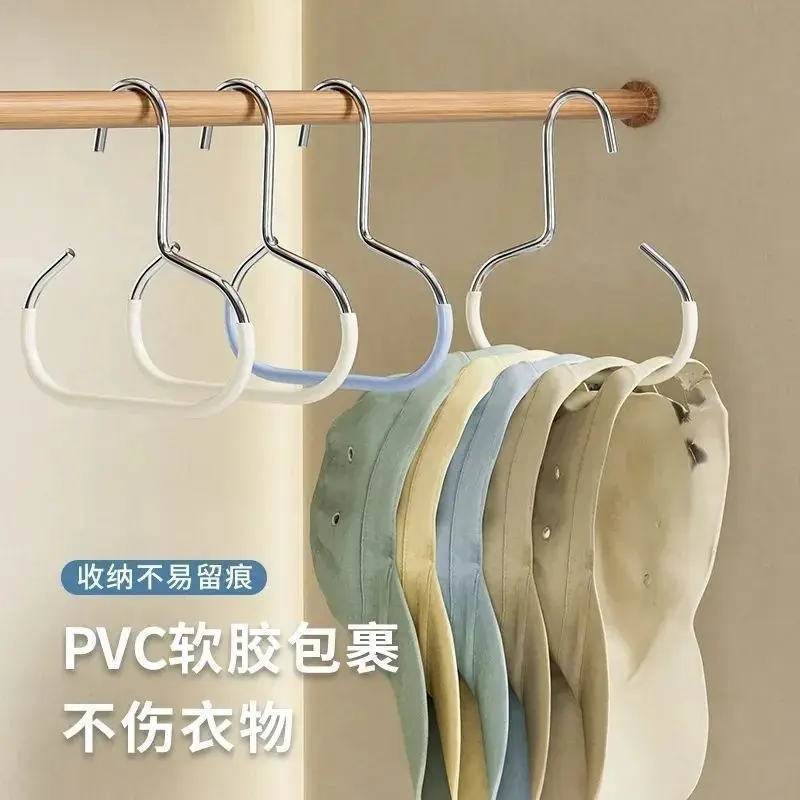 Hat Racks Hat Hangers Metal PVC Soft Rubber Covered Non-Slip No-Trace Multi-Purpose Storage Hook For Hat Scarf Bag Belt Closet