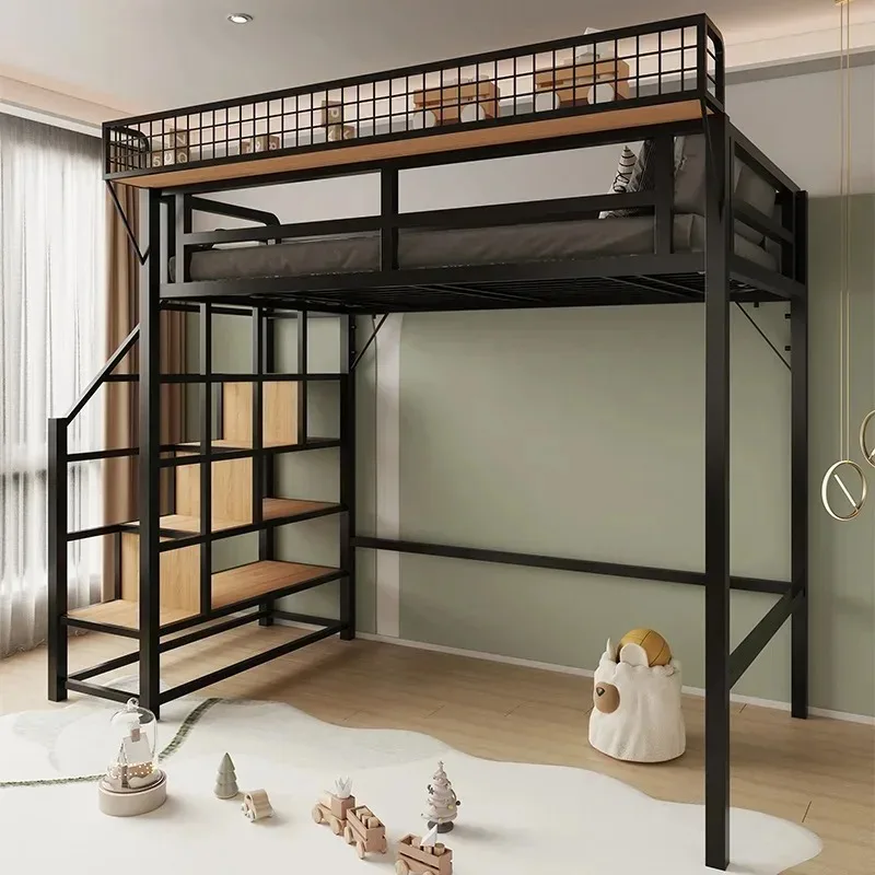 Wrought iron elevated bed adult single upper duplex second floor bed