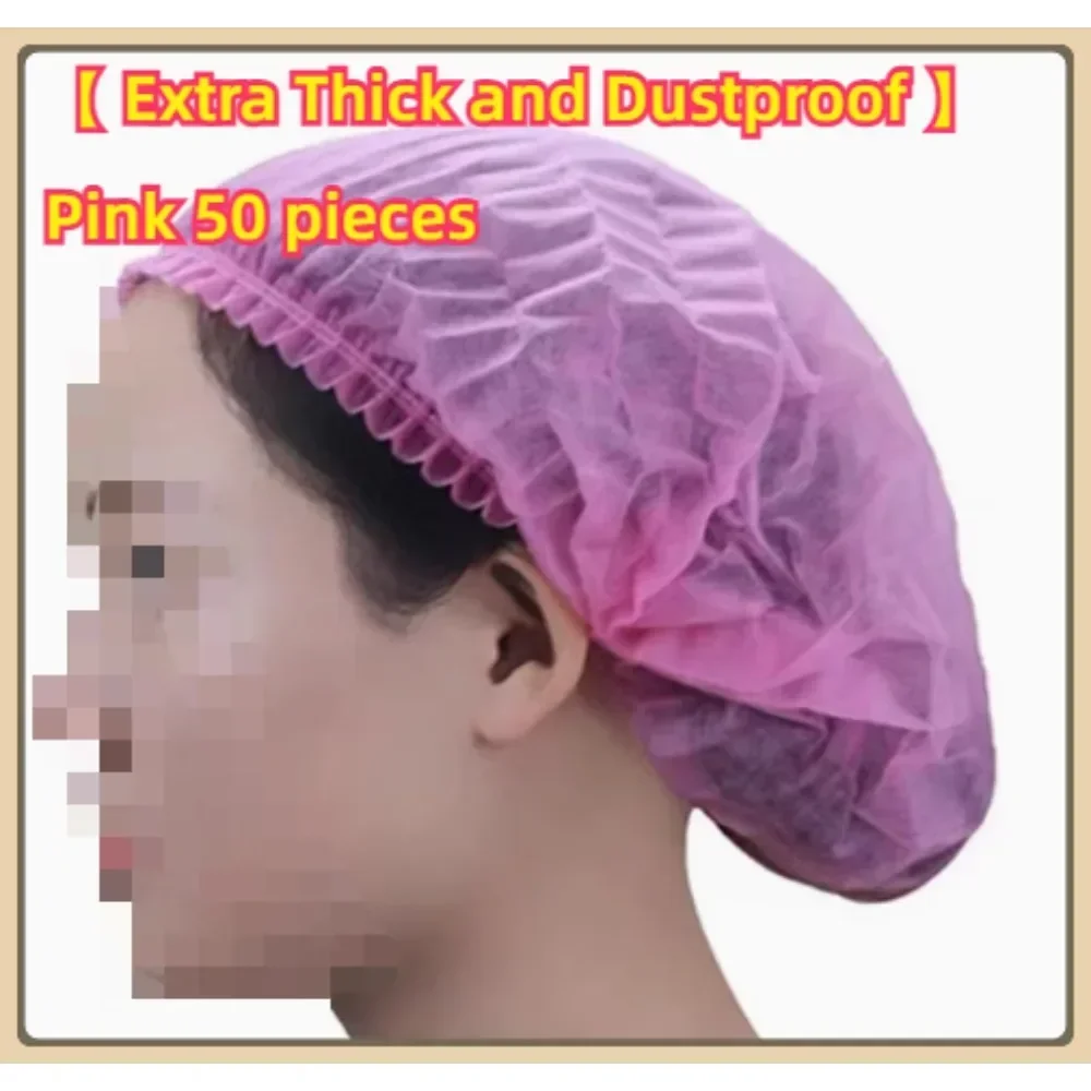 100pcs Disposable hat, dust-proof work protection cap, makeup, hair net cap, shower cap, unisex non-woven headband