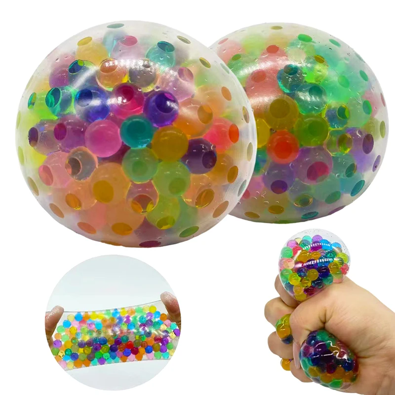 【M】1Pc 6cm TPR Rainbow Bead Pressure Reducing Ball  Fidget Toys Funny Stress Reliever Reduce Pressure Prop