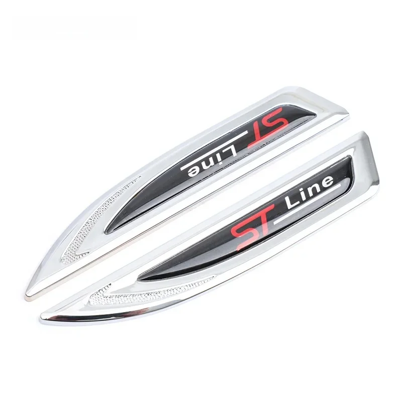 1 Pair Metal ST Line Logo Fender Side Sticker Emblem For Ford Focus 2 Focus 3 FIESTA Kuga FUSION ESCAPE EDGE Badge Car Styling