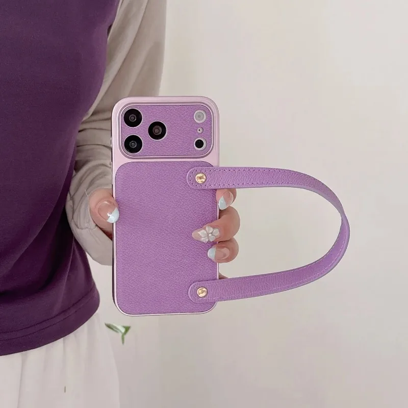 Leder-Handyhülle mit Handschlaufe für iPhone 17 Pro Max 16 Plus 15 14 13 Komfortabler Griff Stoßfest Tragbare Praktische Schutzhülle