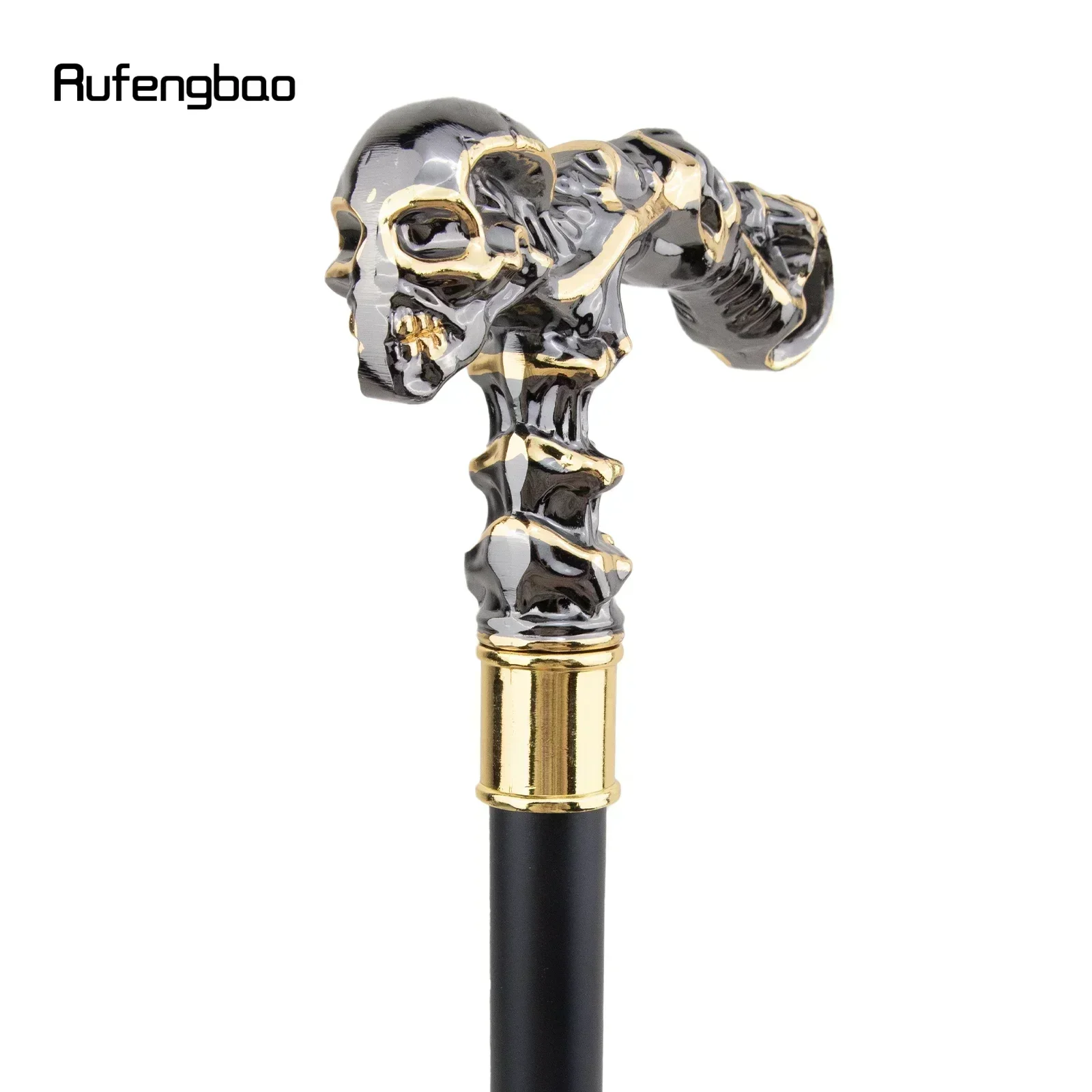 Golden Black Skull Walking Stick Decorative Vampire Cospaly Vintage Party Fashionable Walking Cane Halloween Crosier 93cm view 2