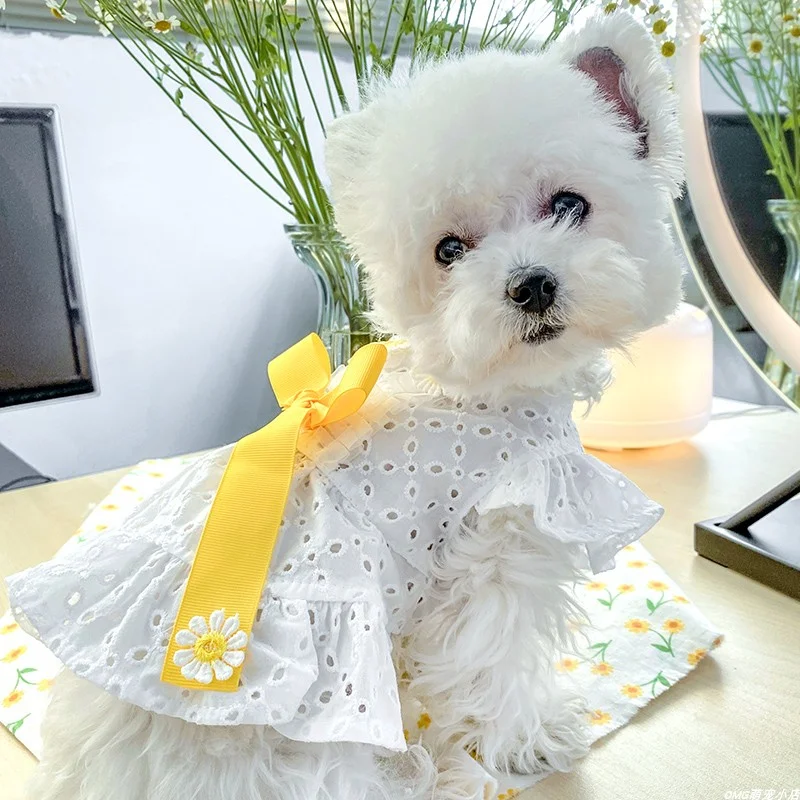 1PC Pet Clothing Spring/Summer Thin Daisy Flower Skirt Suitable for Small and Medium sized Dogs