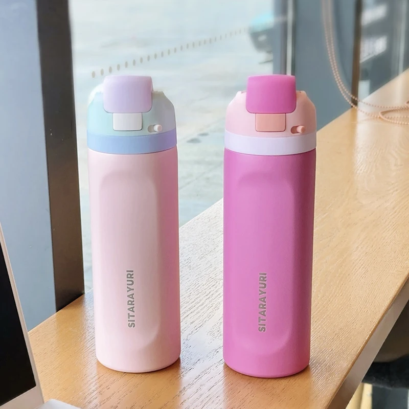 

Соломенная двухслойная изолированная чашка 710 мл, спортивная бутылка для воды из нержавеющей стали 304, дорожная термос для спорта на открытом воздухе, кемпинга