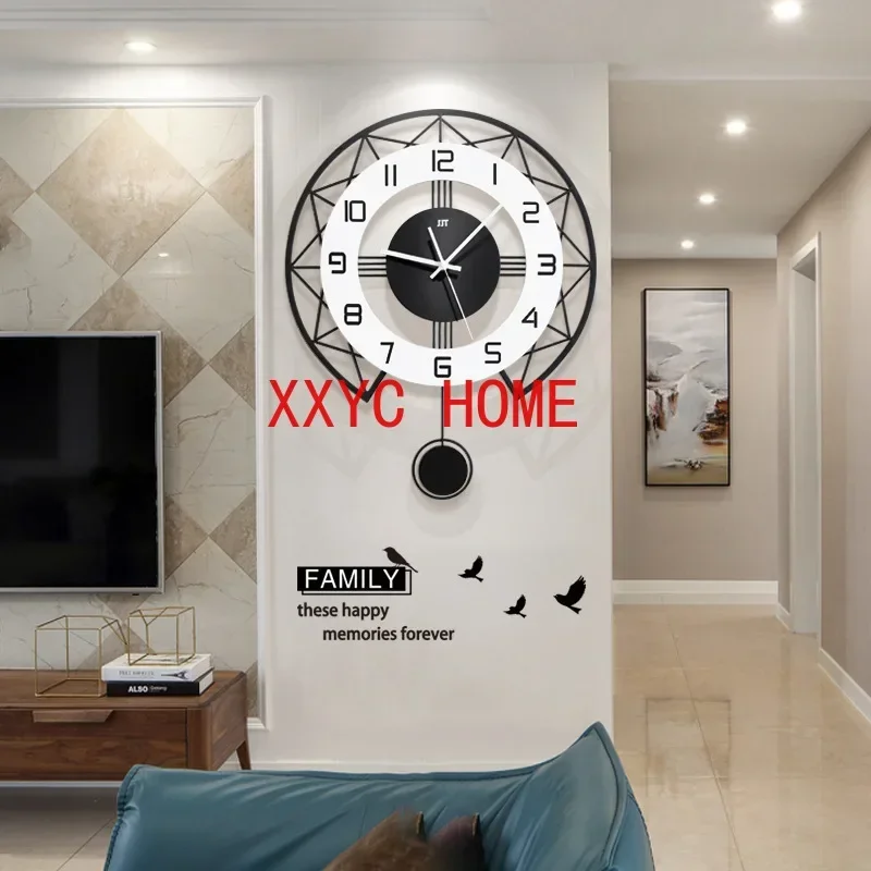 

Simple Black and White Swinging Living Room Silent Wall Clocks Restaurant Sofa Background Decoration