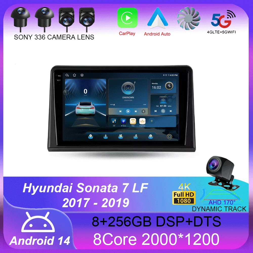 

For Hyundai Sonata 7 LF 2017 - 2019 Carplay Auto 4G+WIFI GPS Car Radio Navigation Multimedia Video Player Stereo BT Android 14