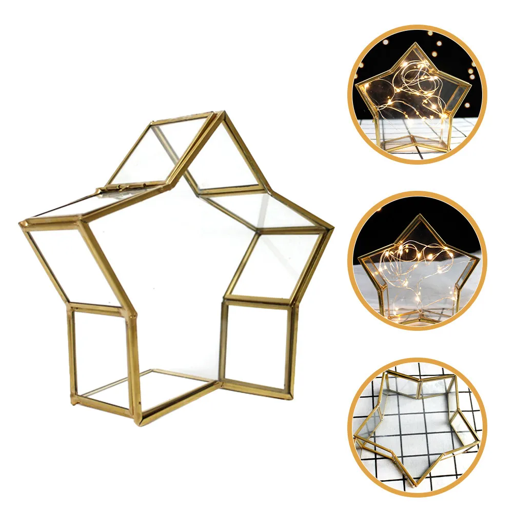Five-Pointed Star Glass Jewelry Box – Transparent Storage Case for Earrings, Rings & Accessories