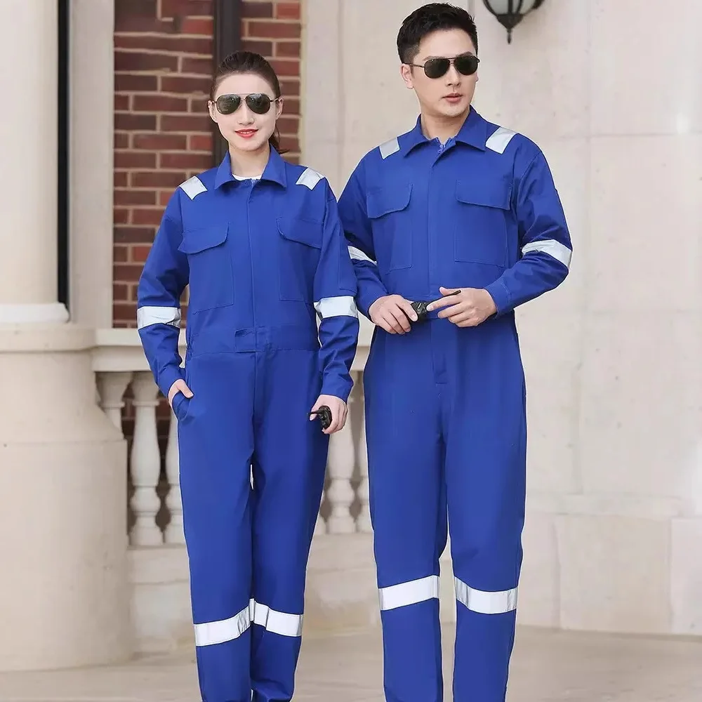 원피스 작업복 세트 남녀공용 반사띠 원피스 의류 내마모성 및 화상방지 조선소 작업복