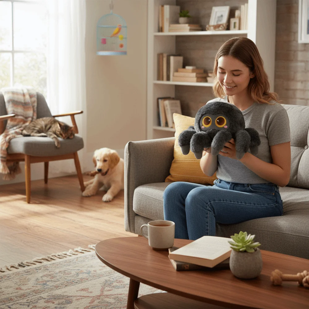 

Stuffed Simulation Spider Interactive Handmade Spider Stuffed Animal Collection Comfortable Black Crawling Pet Gifts