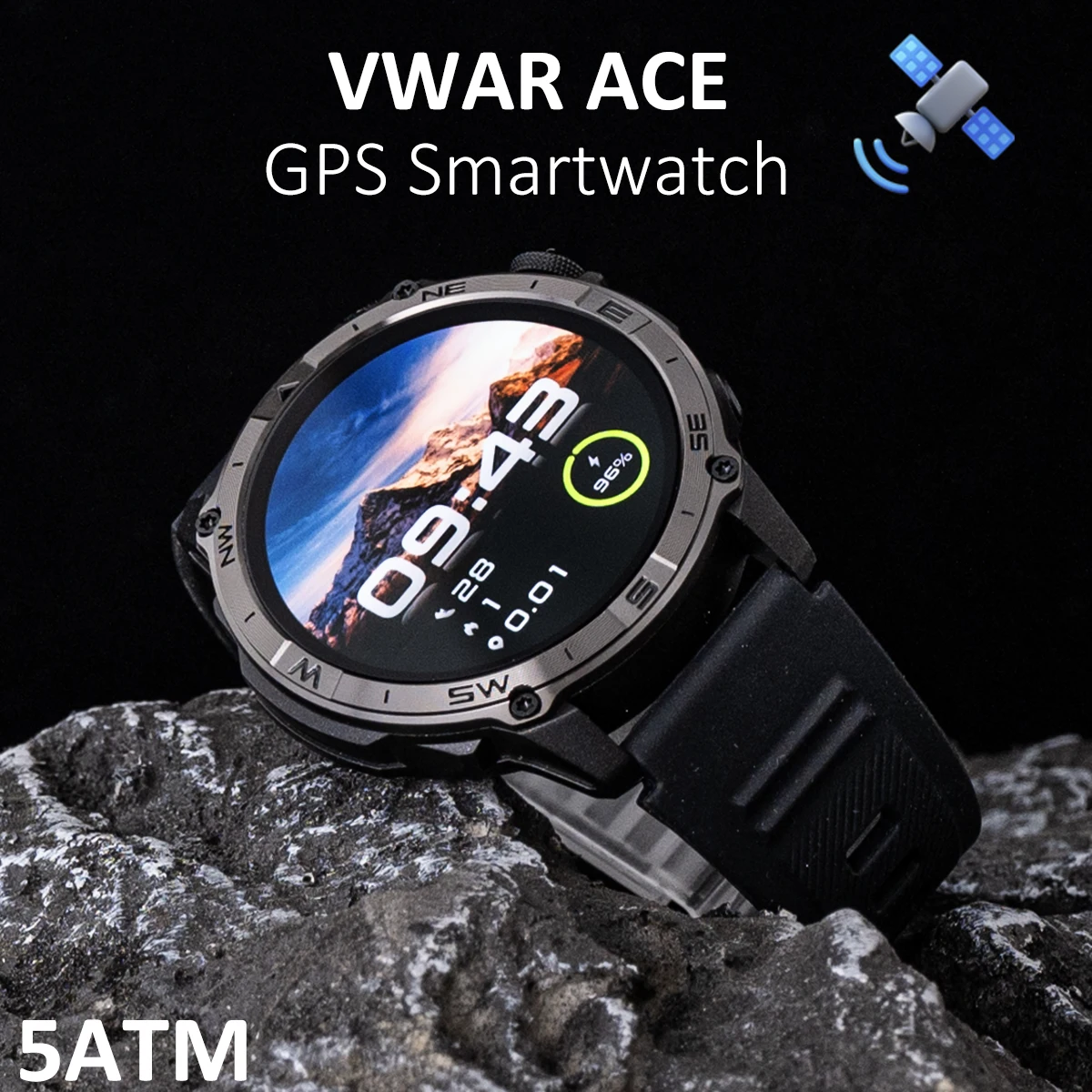

VWAR ACE GPS Smart Watch For Men Compass Altimeter Altitude for Huawei Xiaomi 5ATM IP69K Waterproof Smartwatch AMOLED Watches