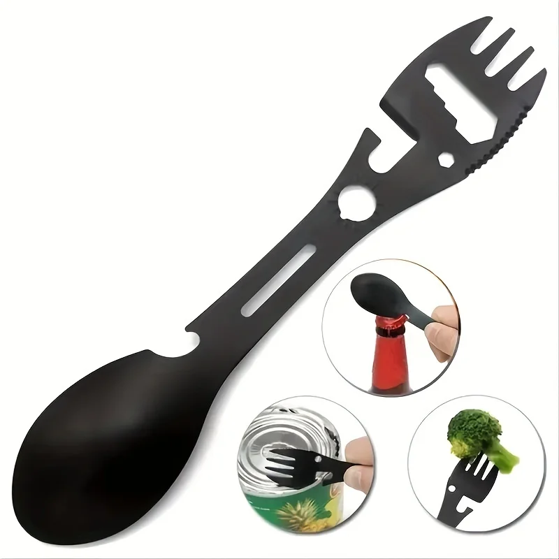 Multifunctional Whistle Knife Outdoor Camping Survival Spork Kitchen Multifunctional Wrench Bottle Opener Spoon.