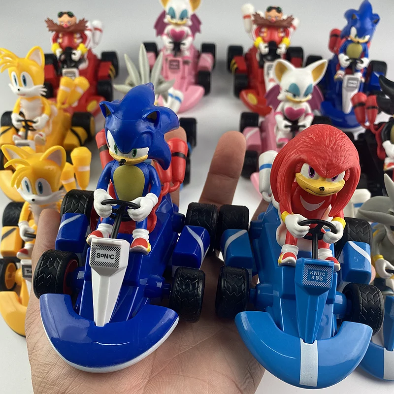 Anime Sonic Pull Back Car toys Cartoon Figure Decoration Desktop Model Kart Children dolls Home Decor Kids Gifts NEW