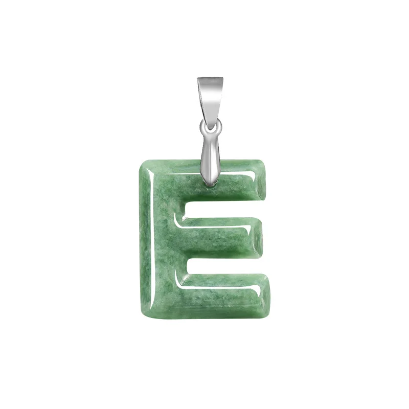

Myanmar Jadeite Letter Pendant Necklace Fashion Real Jade Designer Vintage Talismans Charm 925 Silver Gifts for Women Jewelry