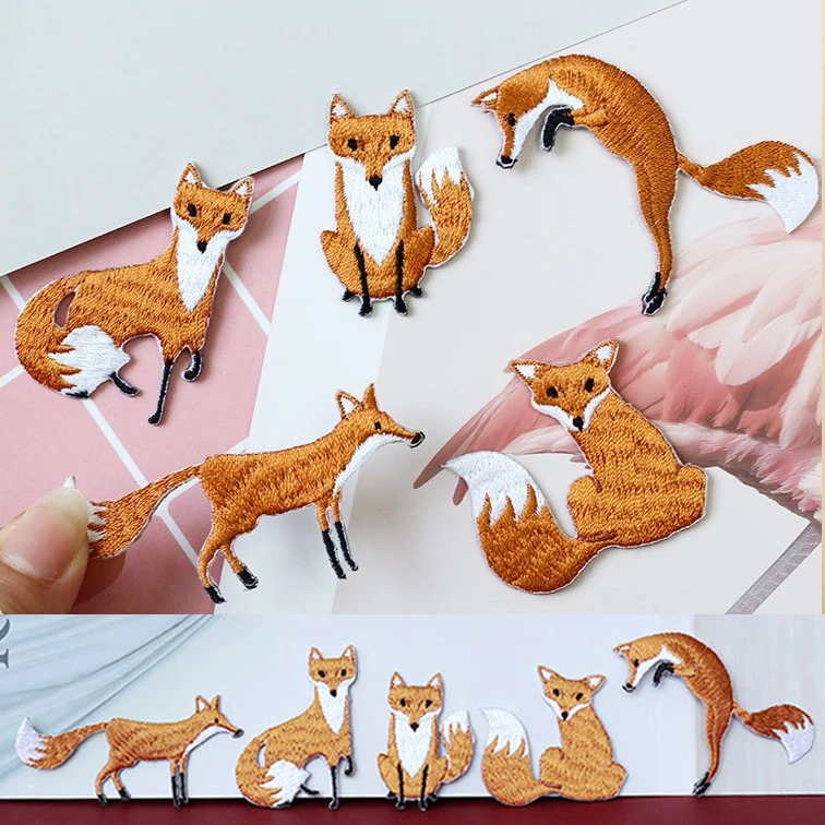 Fox Animal Iron on Patches for Backpacks Iron-on Patch Anime Fusible Clothing Patch Stickers & Patches Clothes Embroidered Kids