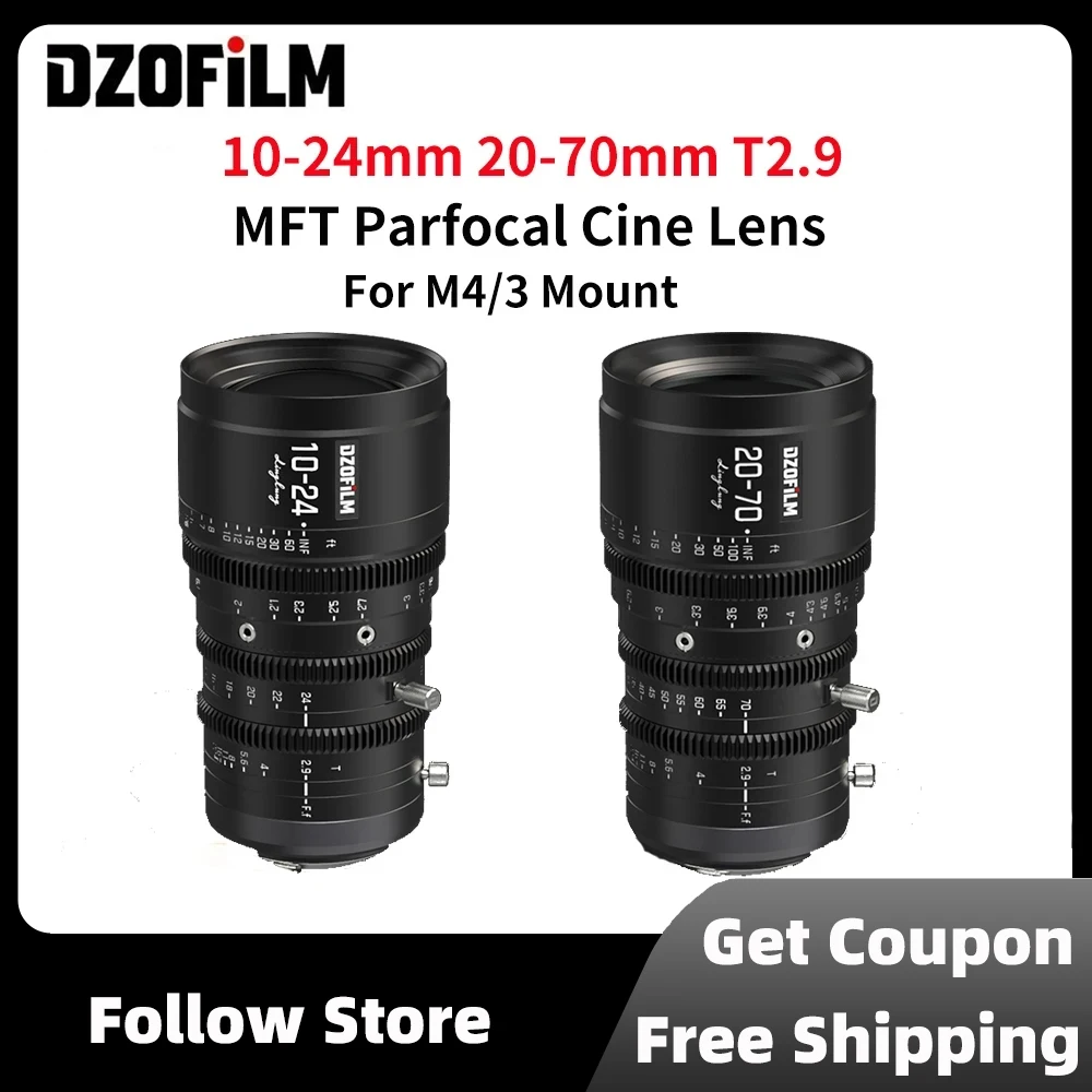 DZOFilm DZO 10-24mm 20-70mm T2.9 MFT Parfocal Cine Lens for Micro Four Thirds Camera Lens