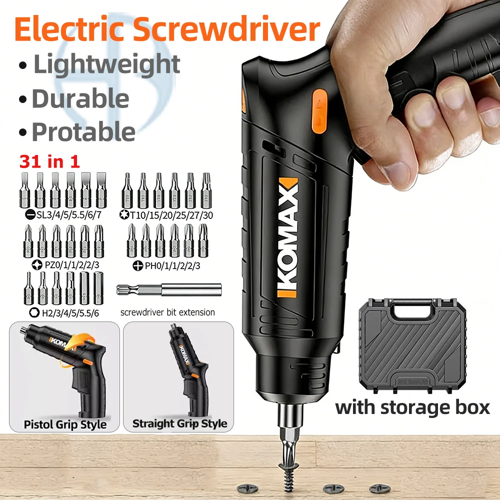 30 in 1 Electric Screwdriver Battery Rechargeable Cordless Screwdriver Powerful Impact Wireless Screwdriver Drill w Storage Box