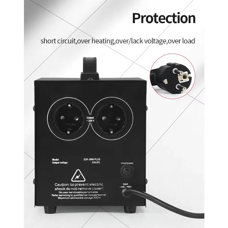 3000VA 220 فولت الجهد المنظم 80% 100% محول حلقي الطاقة AVR التيار المتناوب منظم تلقائي استقرار فولت 2400 واط 3KW